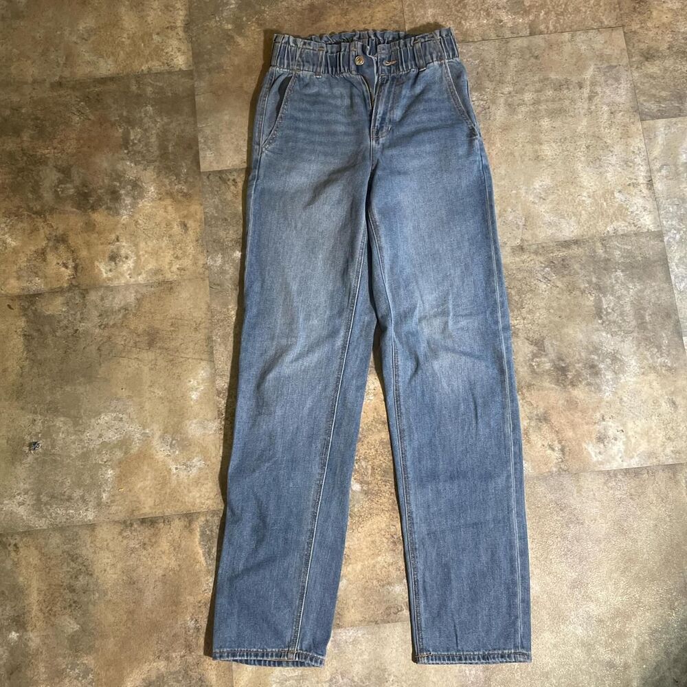 american eagle outfitters women's straight leg paperbag waist jeans